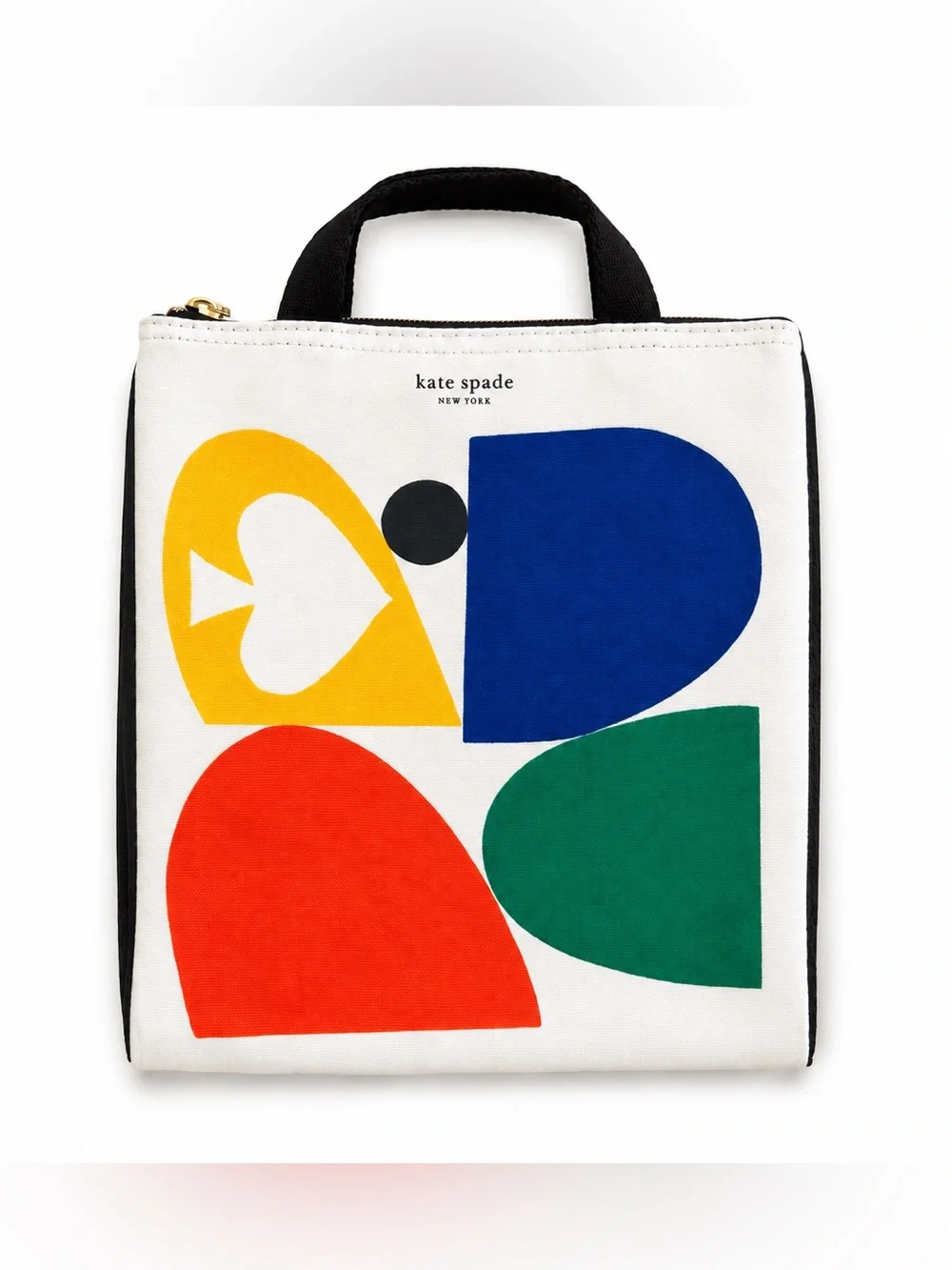 Kate Spade New York Insulated Lunch Tote Colorblock Heart Zip Lunch Bag White